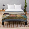 Plush blanket featuring a vibrant tulip field landscape inspired by the art of Vincent Van Gogh
