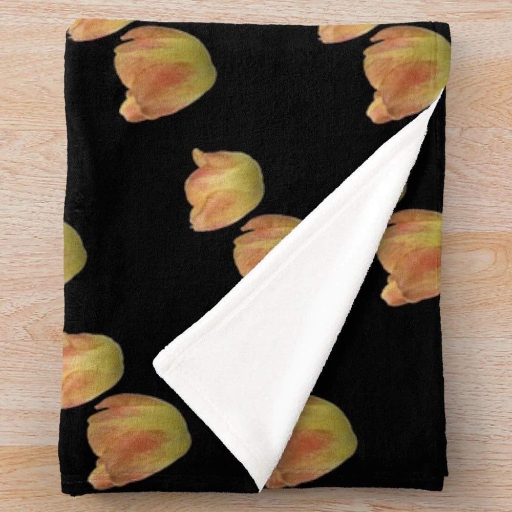 Cozy plush blanket featuring a vibrant tulip floral pattern