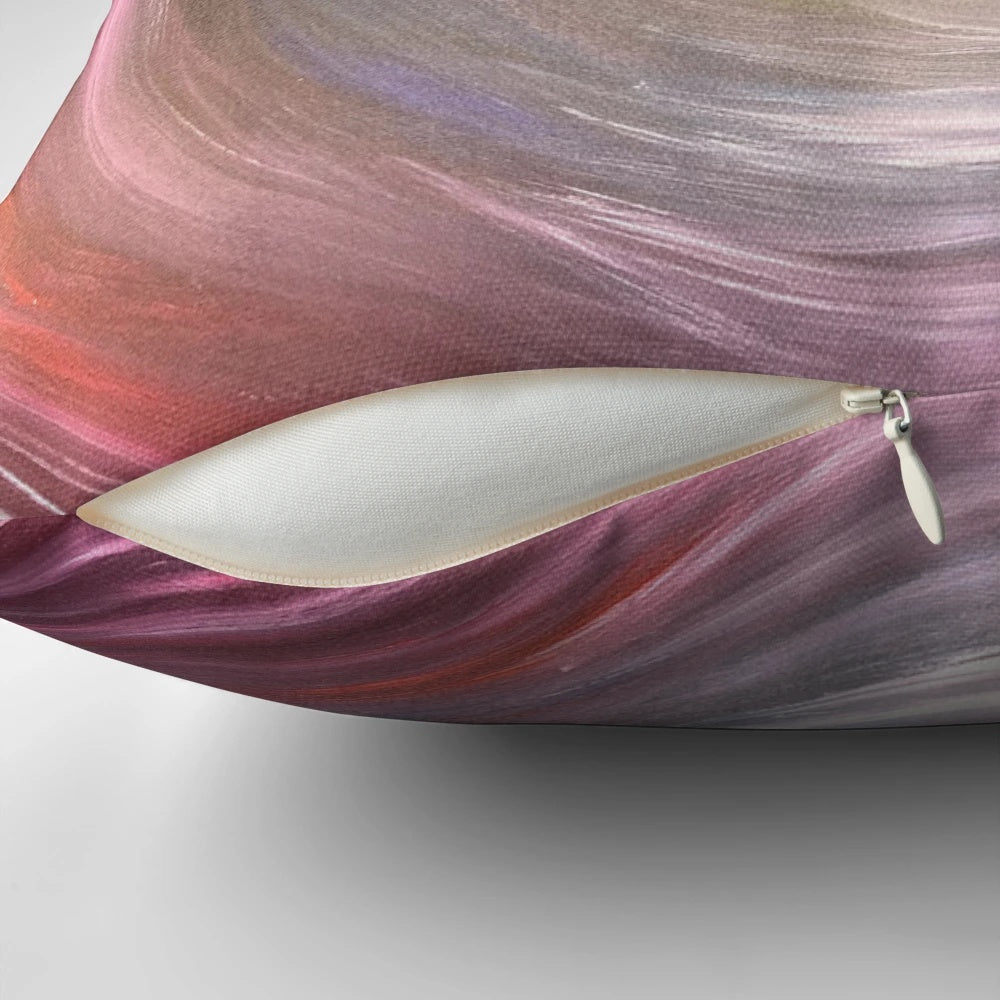 Colorful abstract acrylic painting of a tunnel on a pillow, representing the journey of life.