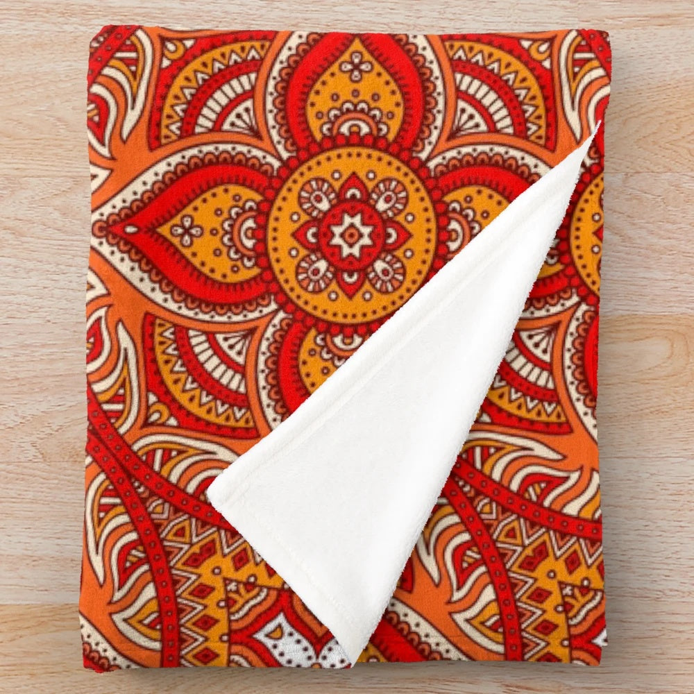 Mosaic plush blanket with turkey design