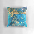 Vibrant turquoise and gold abstract design decorative throw pillow