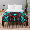 Turquoise and red native american pattern plush blanket