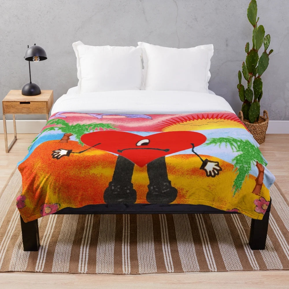 Plush blanket featuring a vibrant, artistic interpretation of the Un Verano Sin Ti album cover