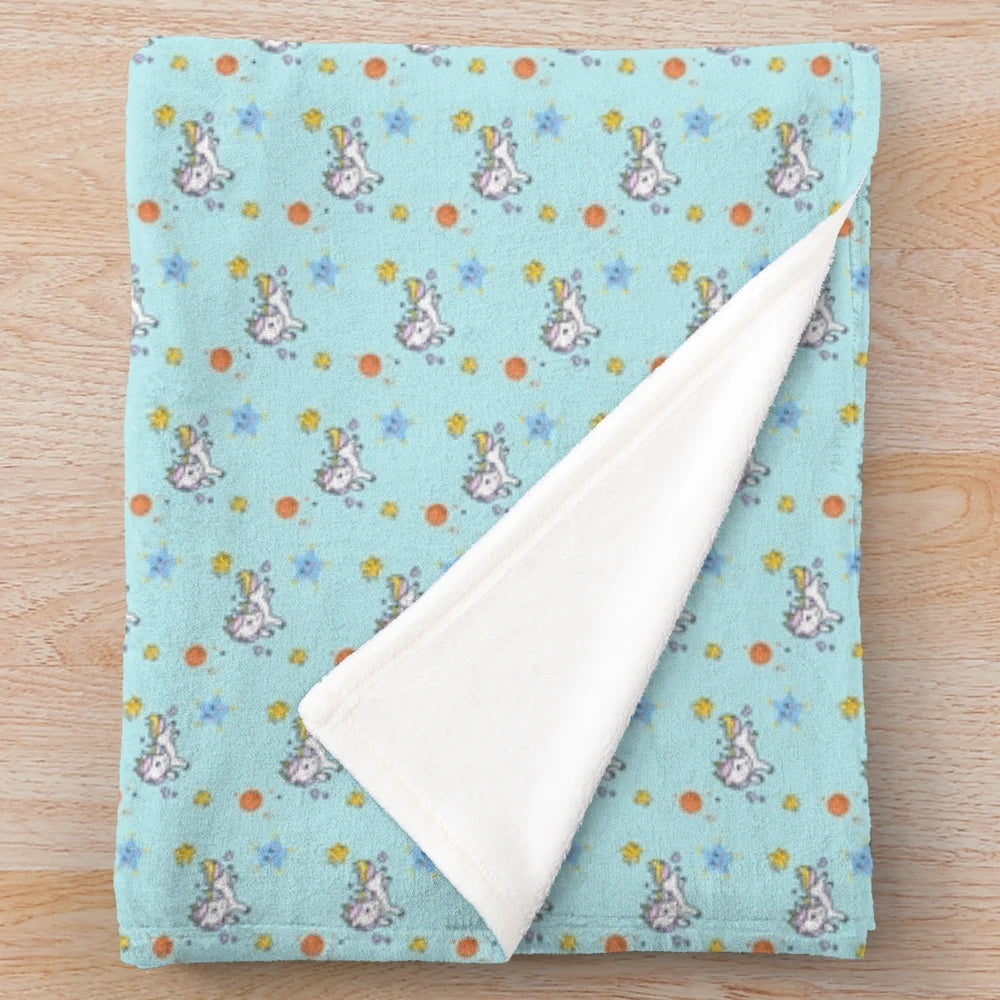 Colorful unicorn pattern plush blanket