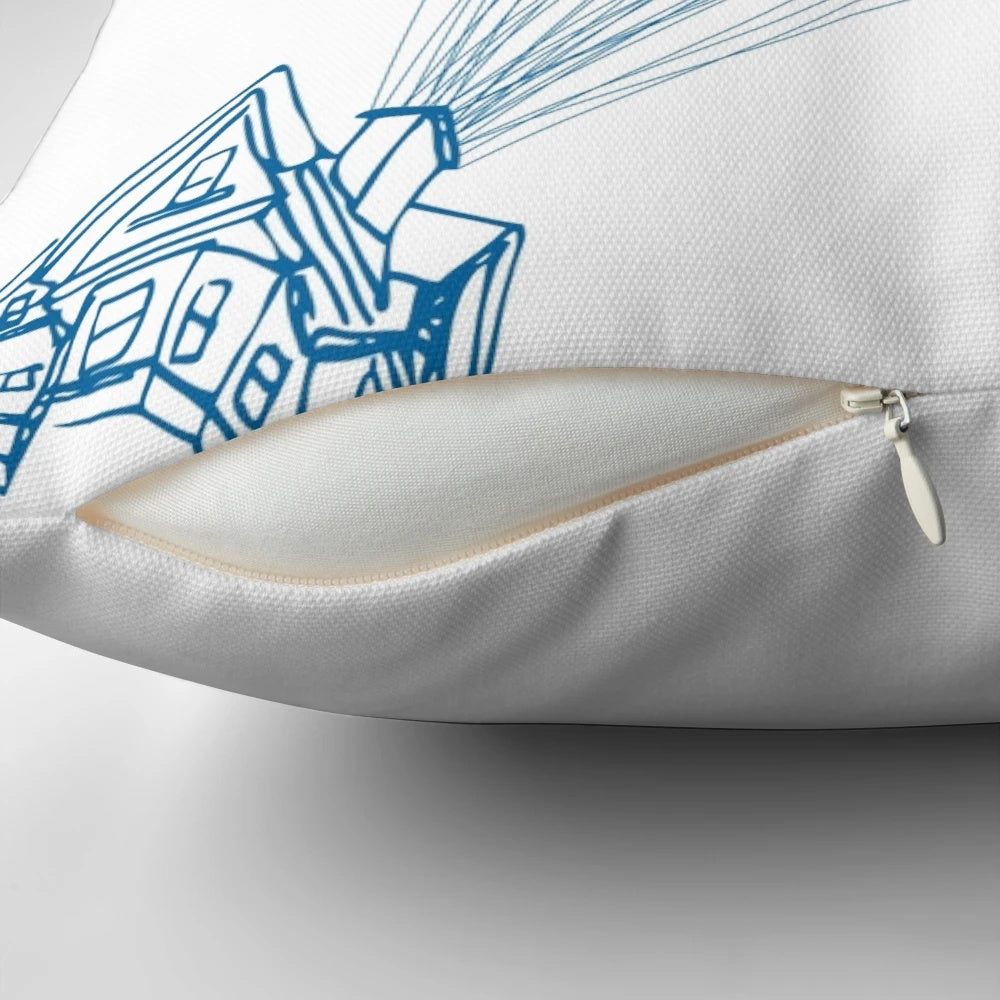 Colorful hot air balloon and floating house design pillow inspired by the Disney Pixar film Up