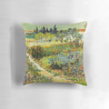 Vibrant pillow featuring Van Gogh's painting Garden at Arles