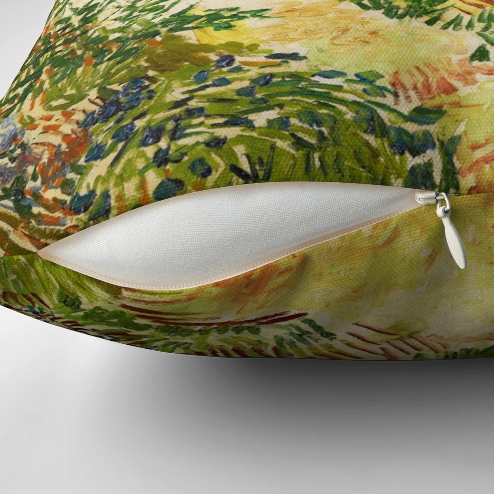 Vibrant pillow featuring Van Gogh's painting Garden at Arles