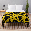 Yellow and black striped plush blanket with a bumblebee design, inspired by the iconic style of Eddie Van Halen