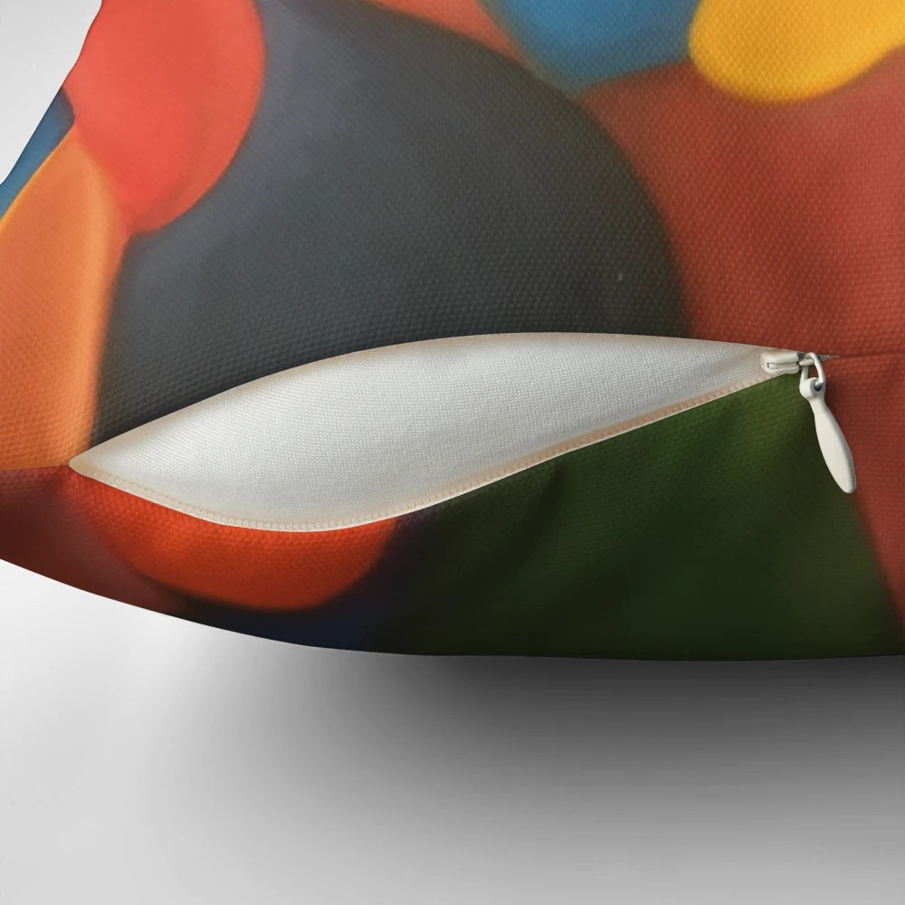 Colorful Vejigantes Pillow showcasing traditional Puerto Rican festival masks