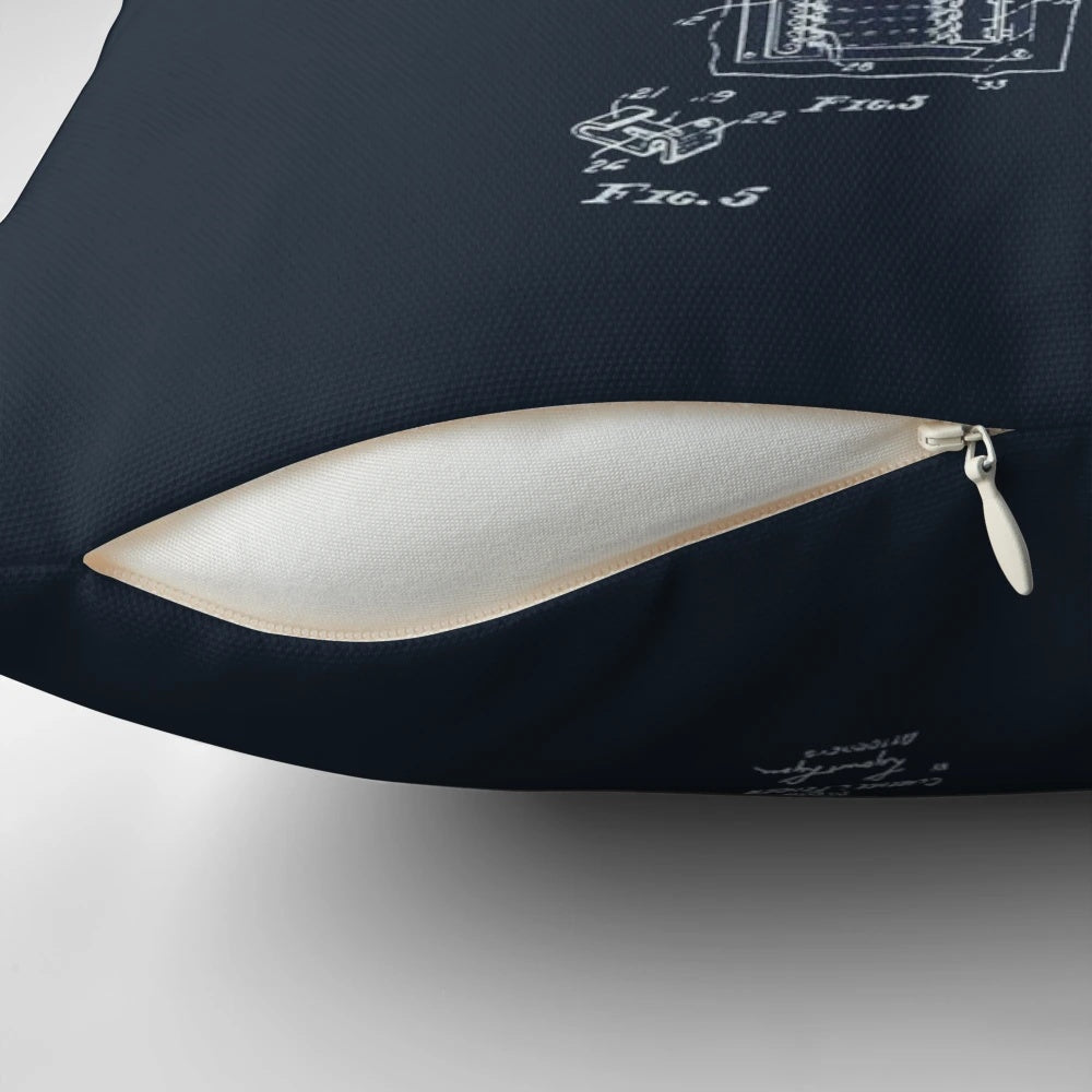 Stylish electric guitar-themed pillow with a vibrant neon and retro design, perfect for music enthusiasts.