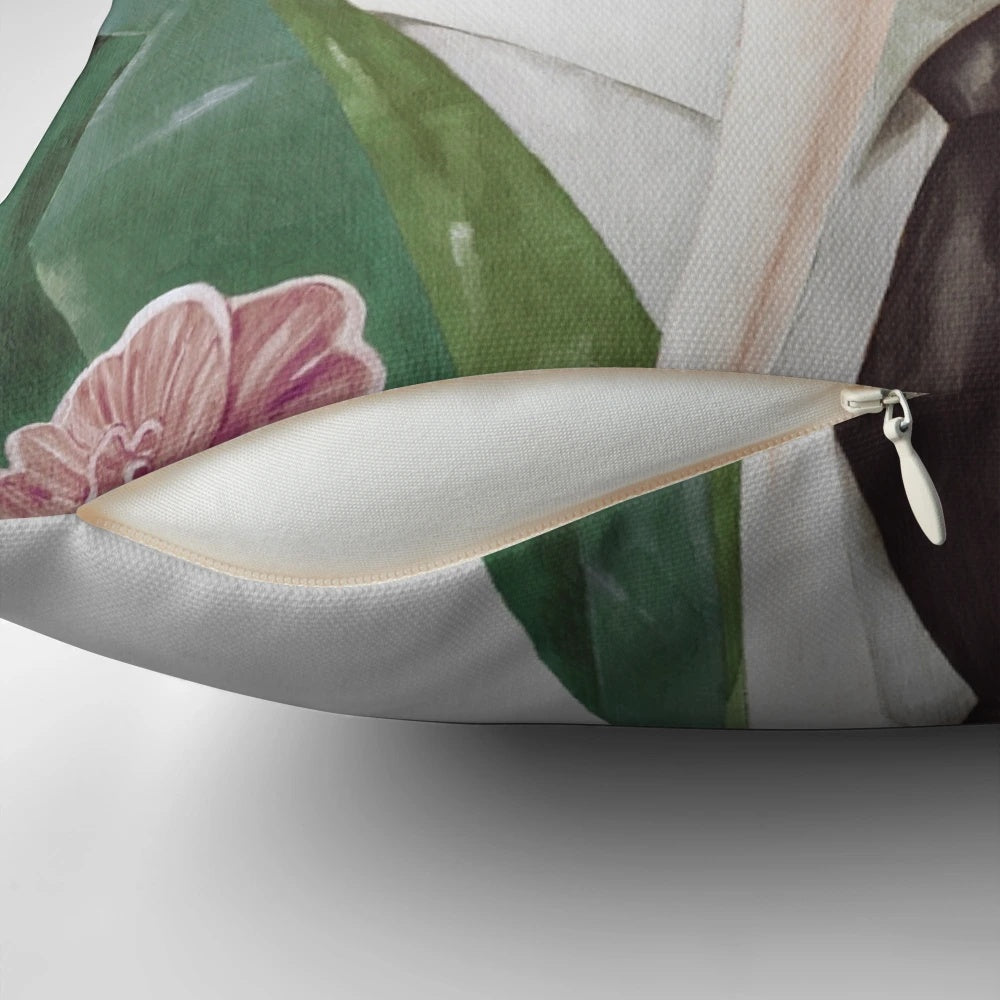 A lush, green pillow featuring a whimsical walrus illustration, perfect for adding a touch of nautical style to any room.