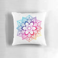 Colorful mandala pattern pillow with warm tones and pastel colors