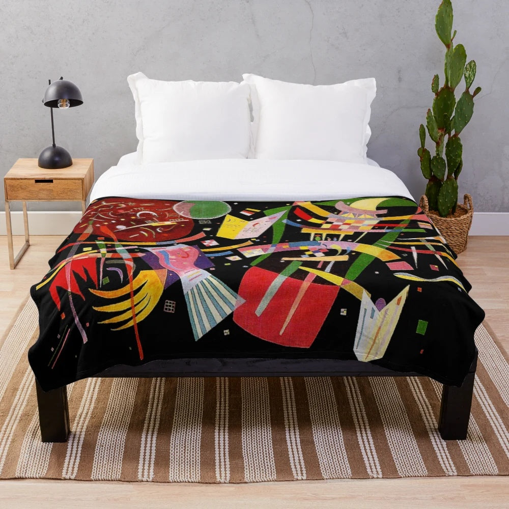 Wassily Kandinsky inspired colorful abstract art plush blanket
