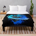Vibrant and colorful plush blanket featuring the silhouette of the Waterbender Sister from Avatar: The Last Airbender