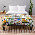 Watercolor dinosaur construction crew themed plush blanket