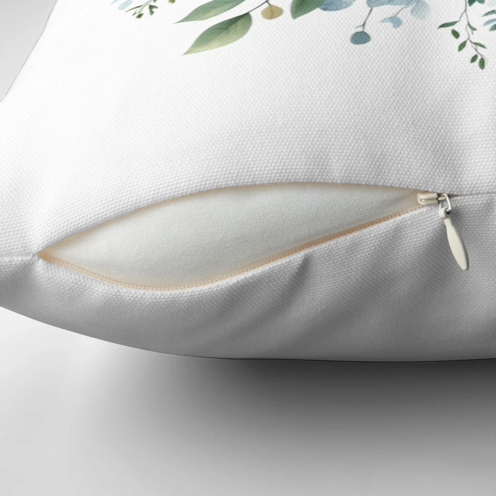 A beautiful watercolor illustration of vibrant pink and white flowers on a soft, plush pillow.