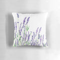 A beautiful watercolor painting of purple lavender flowers, featured on a soft, high-quality throw pillow.