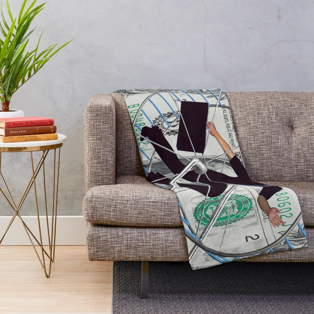 Wheel of Fortune inspired plush blanket with abstract, colorful patterns
