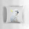 Colorful and eye-catching white cockatoo print on a decorative throw pillow