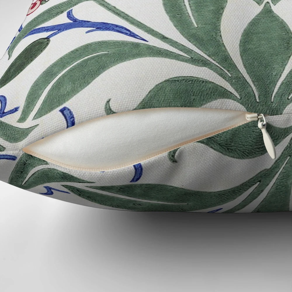 Decorative throw pillow featuring a beautiful floral design with tulips by William Morris