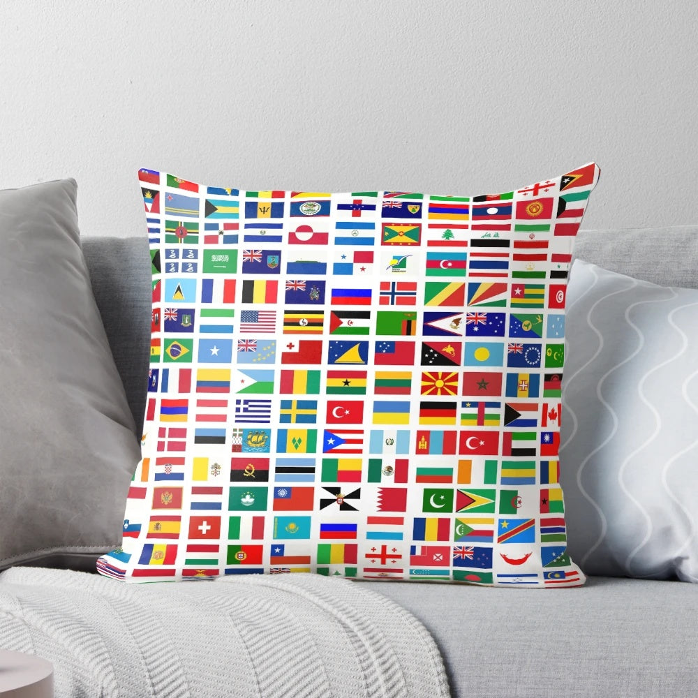 Colorful Pillow featuring Flags of Countries from Around the World