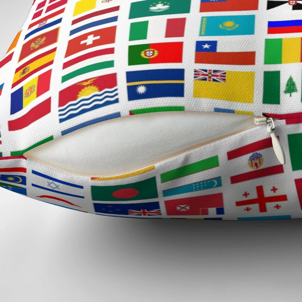 Colorful Pillow featuring Flags of Countries from Around the World