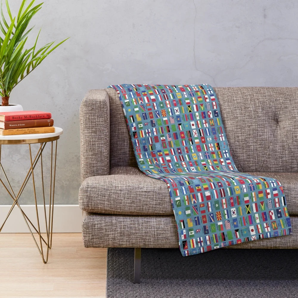 Colorful world flags plush blanket design