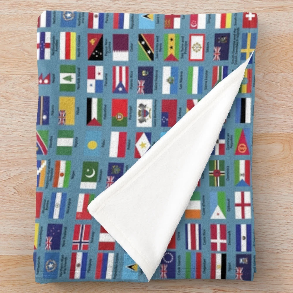 Colorful world flags plush blanket design