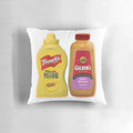 Colorful yellow and brown mustard abstract glitch pattern throw pillow