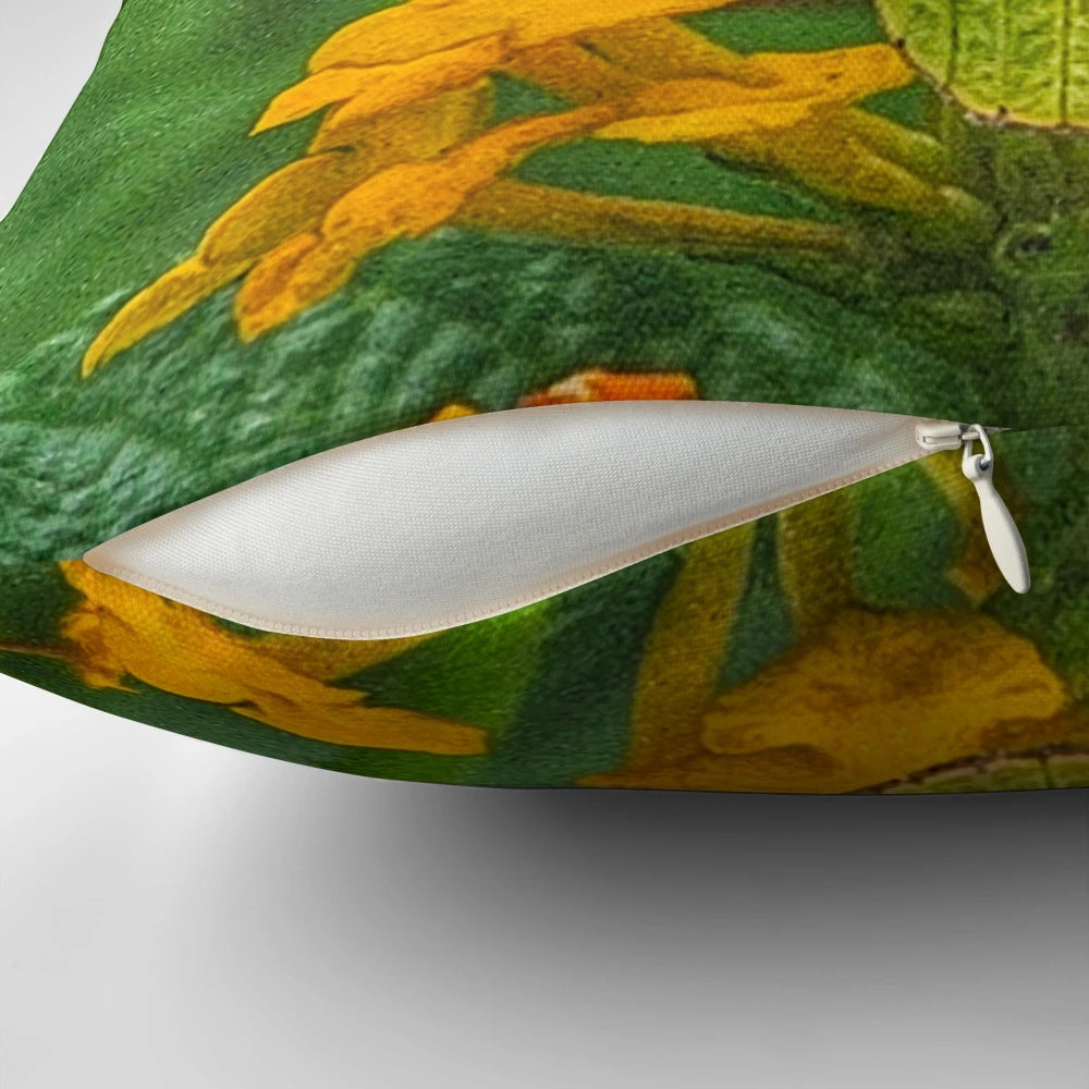 Soft and cozy yellow pillow with a beautiful butterfly print design, perfect for adding a touch of nature to your bedroom decor.