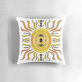 Vibrant yellow mandala print throw pillow with bold sun design