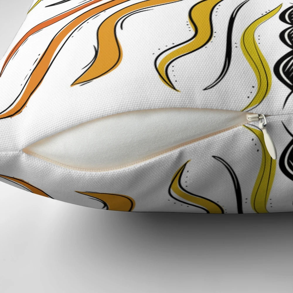 Vibrant yellow mandala print throw pillow with bold sun design