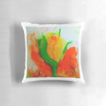 A beautiful yellow rosebud floral design on a decorative pillow for home decor.