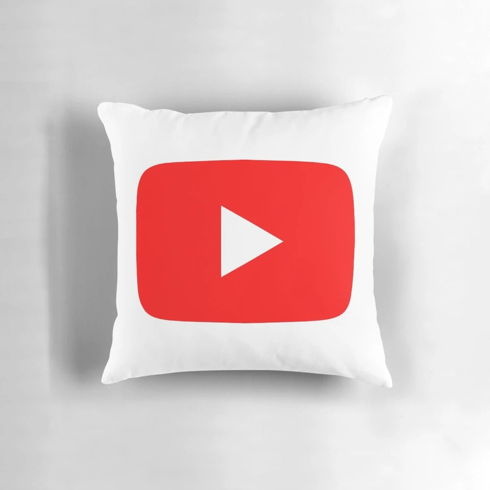 Colorful and stylish YouTube logo printed on a soft, plush pillow.