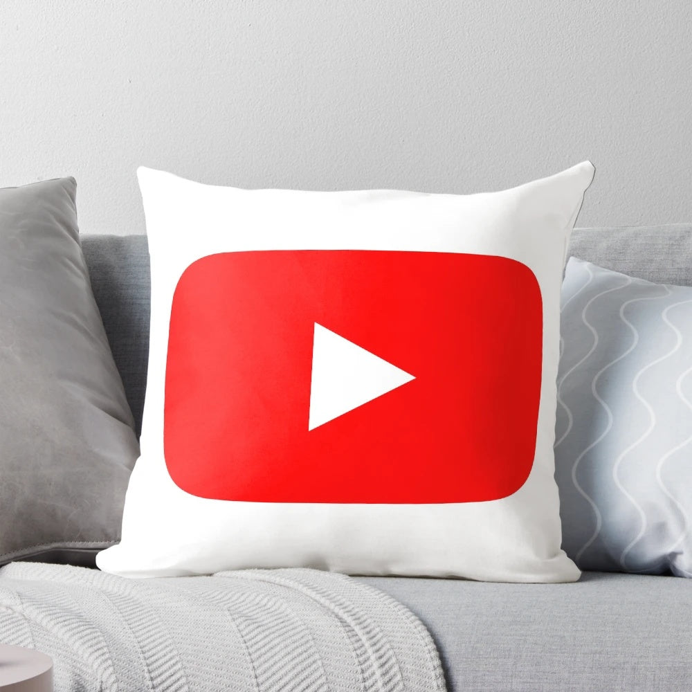 Colorful and stylish YouTube logo printed on a soft, plush pillow.