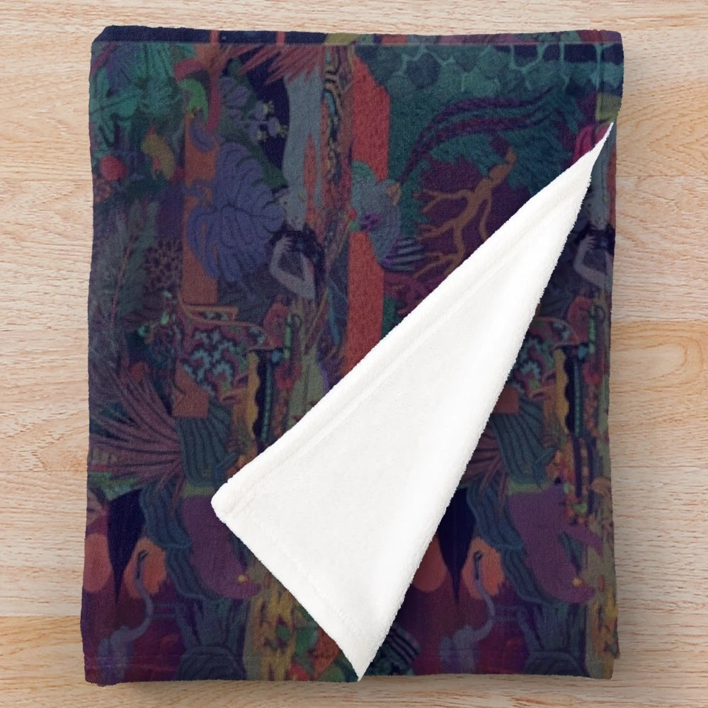 Colorful plush blanket featuring Zaba album art style patterns and Glass Animals band imagery