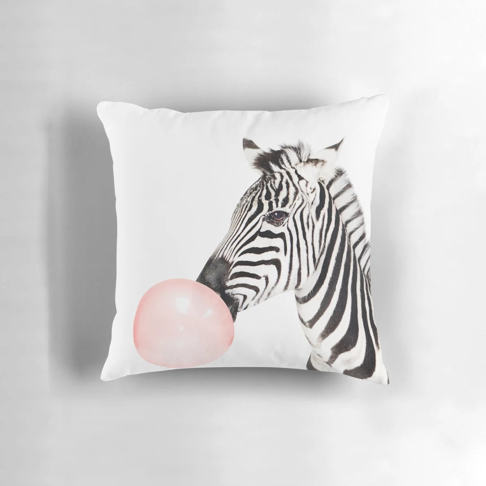 Colorful zebra print bubble gum-themed nursery art wall decor