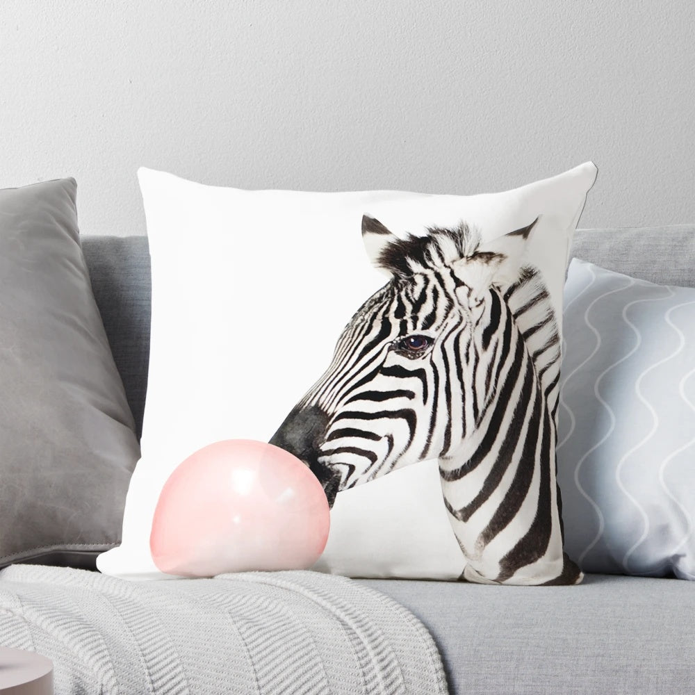 Colorful zebra print bubble gum-themed nursery art wall decor