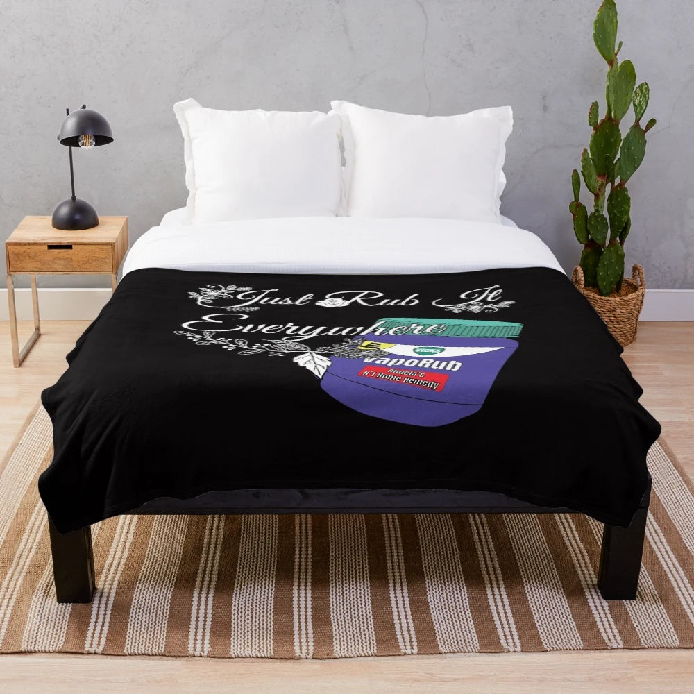 Vicks Vaporub inspired plush blanket for cozy household remedy