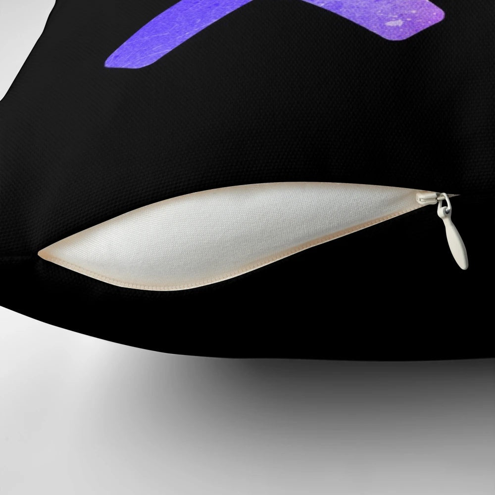 A colorful pillow featuring the iconic buttons and joystick of a video game controller, ideal for gaming enthusiasts.