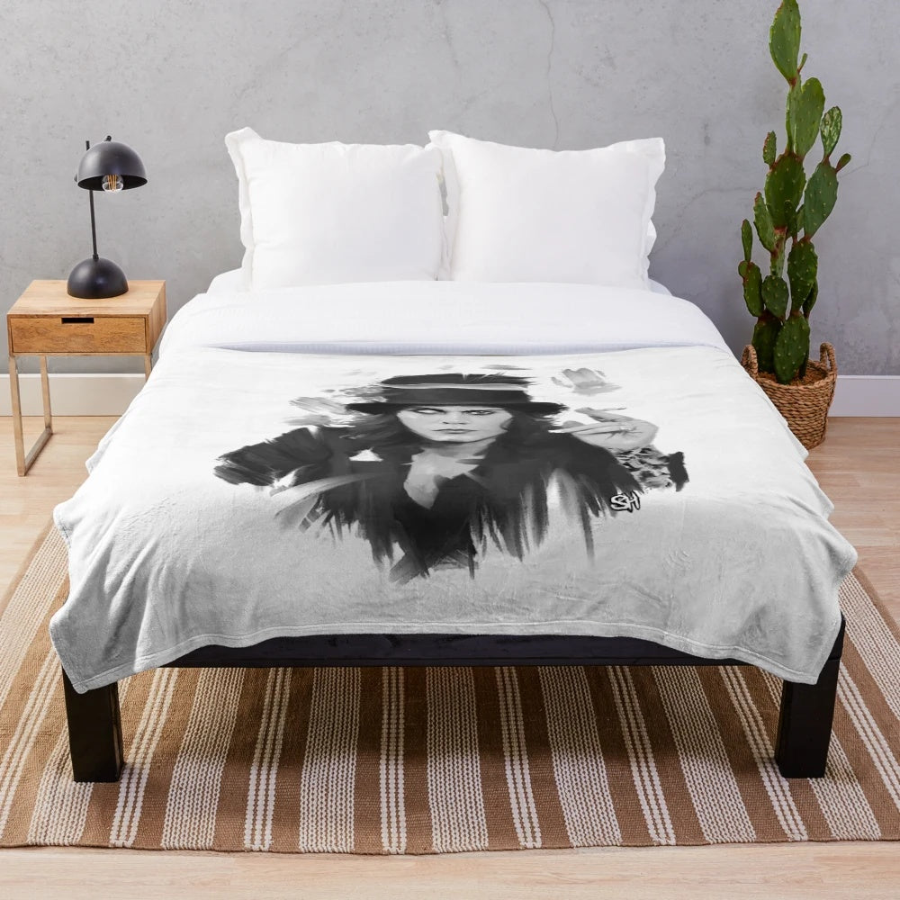 Ville Valo Inspired Vintage Photographic Plush Blanket