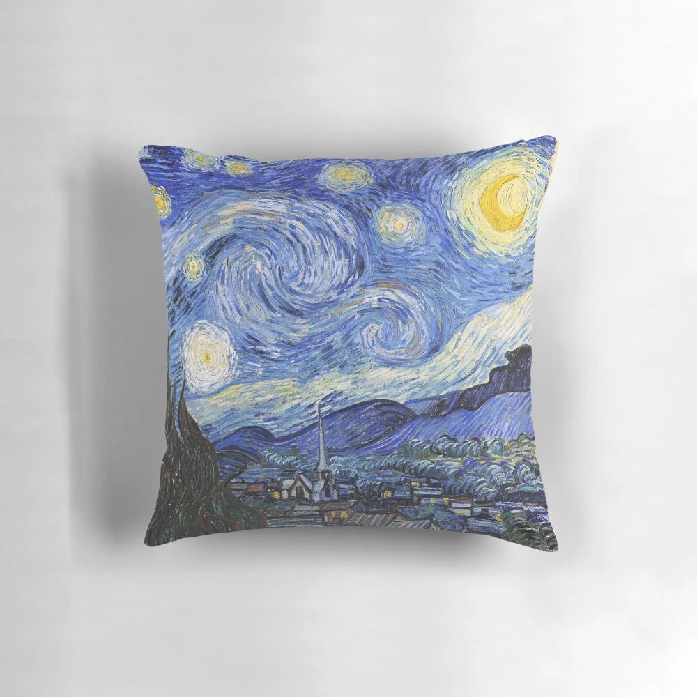 Starry Night Painting by Vincent Van Gogh - Pillow with Fine Art Reproduction