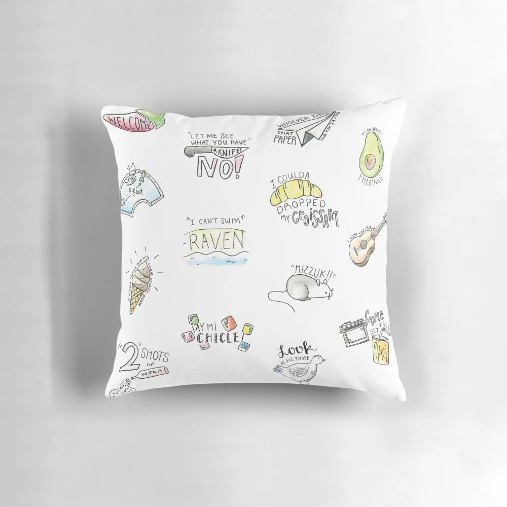 Throw pillow featuring popular vine and meme designs