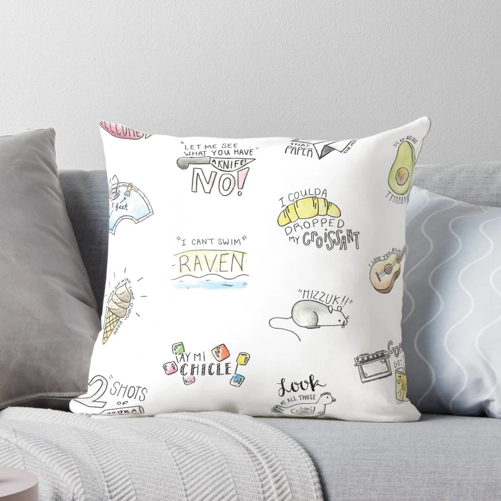 Throw pillow featuring popular vine and meme designs