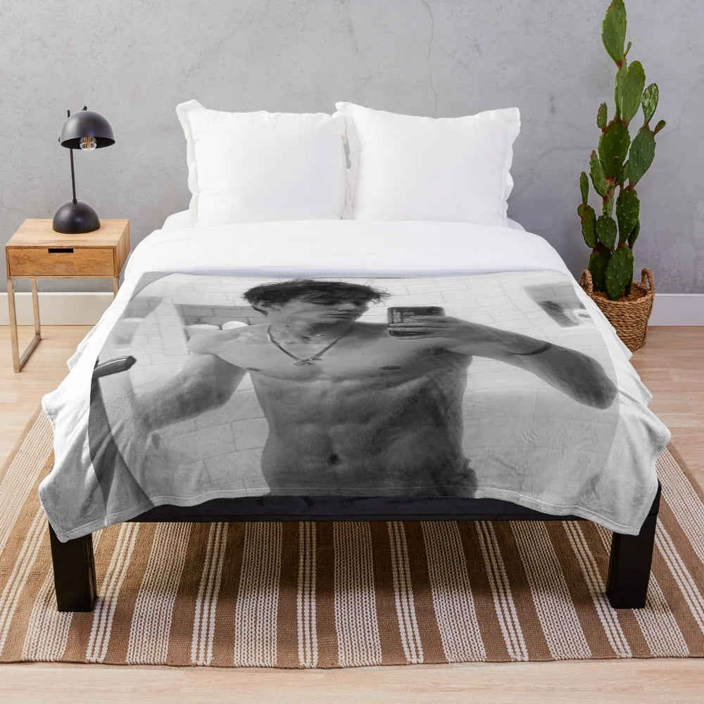 Vinnie Hacker plush blanket, featuring the TikTok star in a soft, cozy design