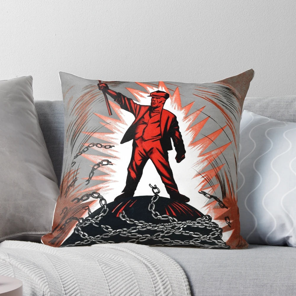 Vintage 1 May Soviet Communist Celebration Lenin Pillow with Soviet hammer and sickle