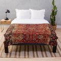 Vintage 17th Century Afghanistan Inspired Plush Blanket with Persian Rug Print