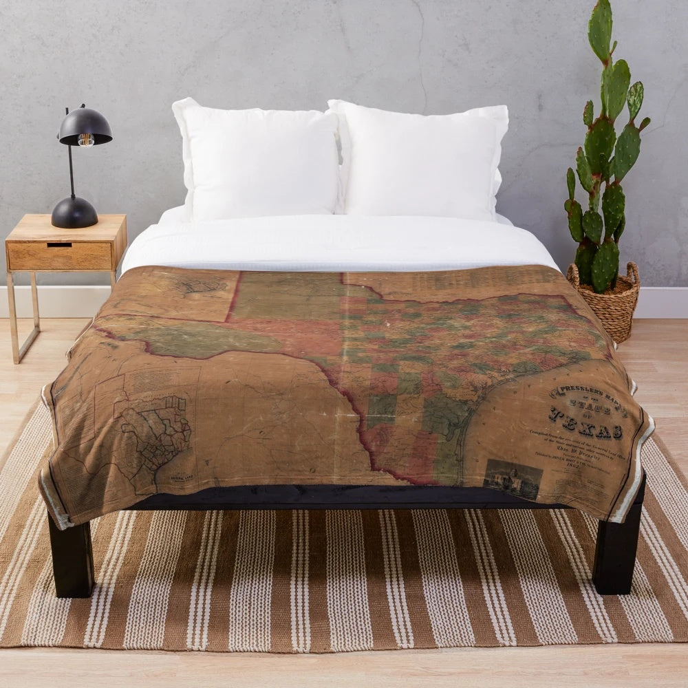Pressler's Map of Texas (1862) plush blanket
