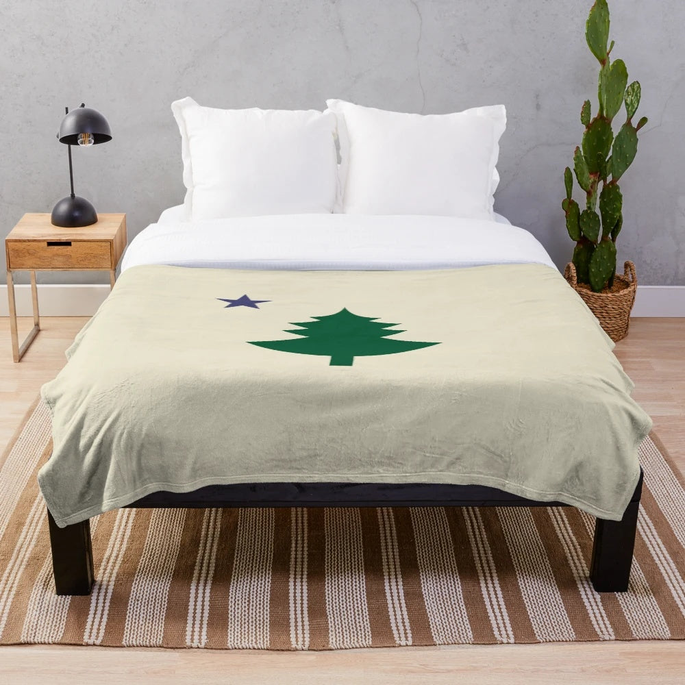 Vintage 1901 Maine State Flag with Pine Tree and Star Plush Blanket