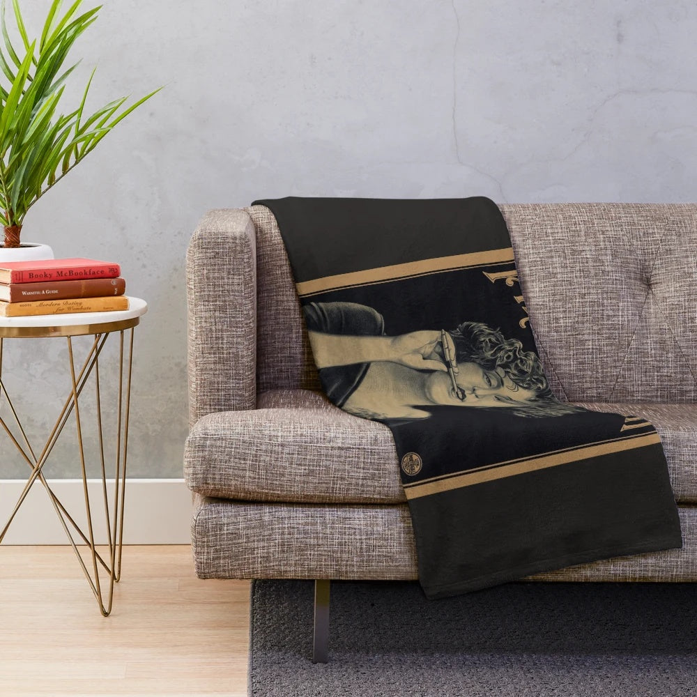 Plush blanket with image of Italian movie star Pina Menichelli from 1917